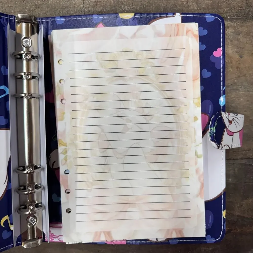 Marie Cat Bundle: A5 Binder with matching paper, divider, tote, and notebook.